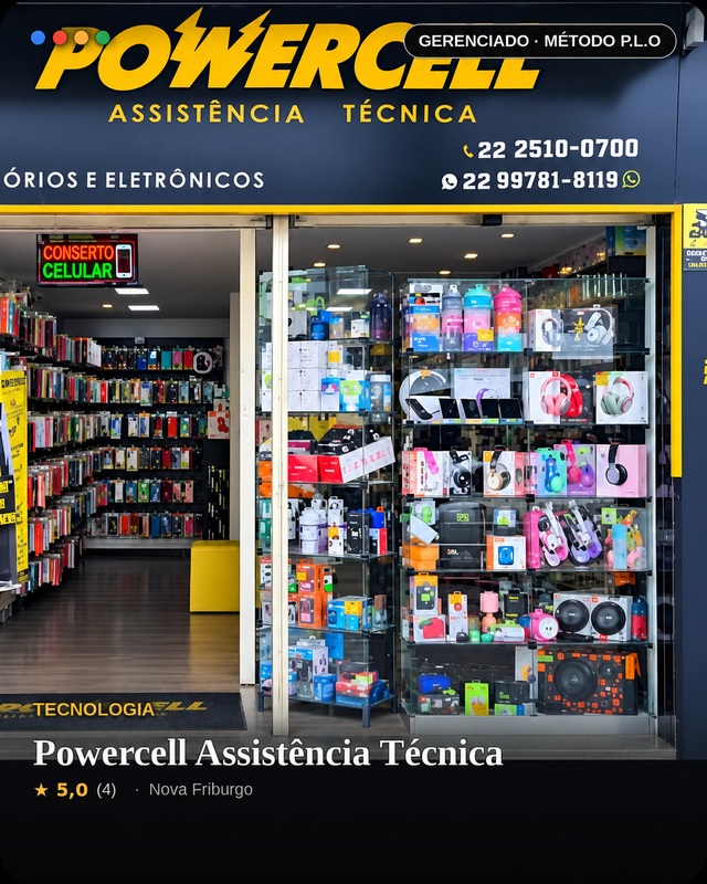 Perfil no Google de Powercell Assistência Técnica gerenciado pelo Método P.L.O