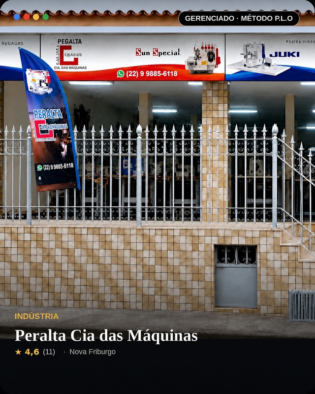 Perfil no Google de Peralta Cia das Máquinas gerenciado pelo Método P.L.O