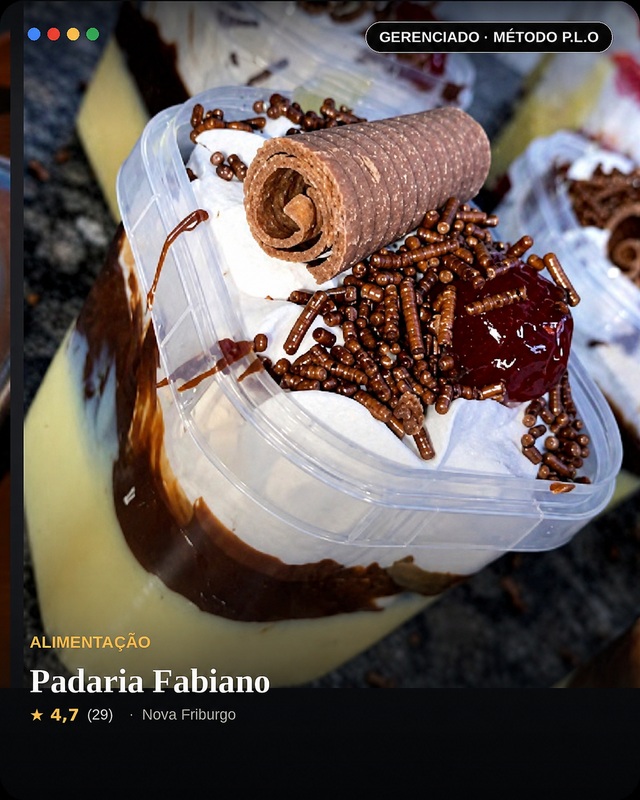 Perfil no Google de Padaria Fabiano gerenciado pelo Método P.L.O