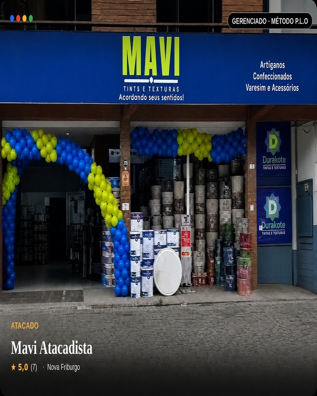 Perfil no Google de Mavi Atacadista gerenciado pelo Método P.L.O