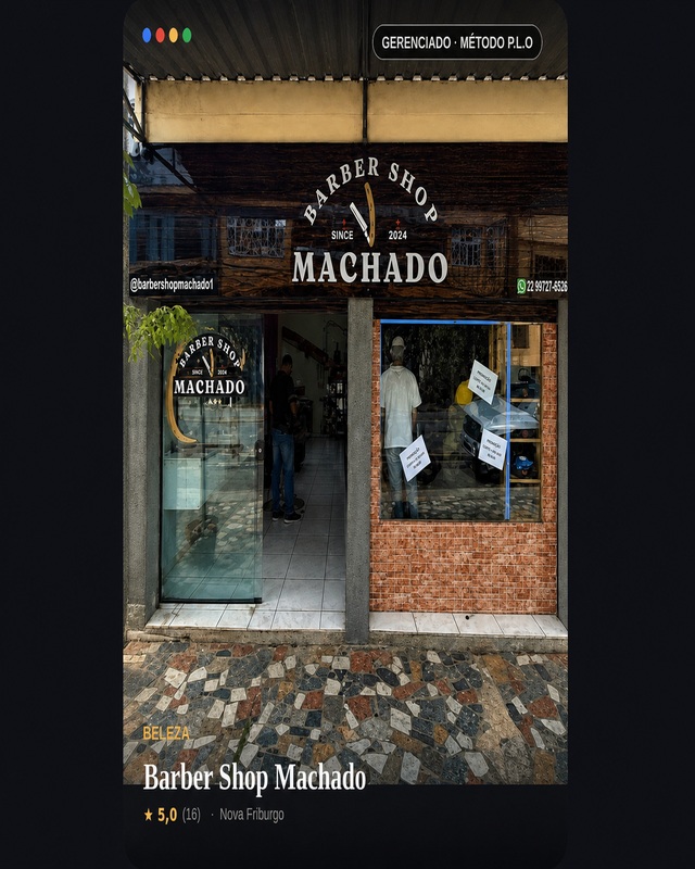 Perfil no Google de Barber Shop Machado gerenciado pelo Método P.L.O