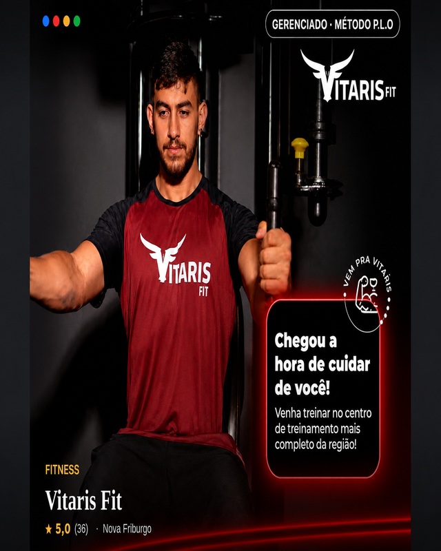 Perfil no Google de Vitaris Fit gerenciado pelo Método P.L.O