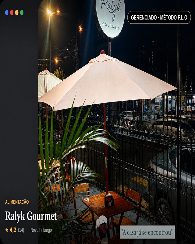 Perfil no Google de Ralyk Gourmet gerenciado pelo Método P.L.O